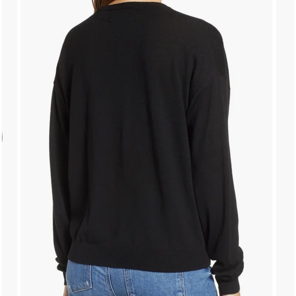 Zadig & Voltaire Black “Je T’aime” Merino Wool Crewneck Sweater Size Medium EUC! - Picture 3 of 11